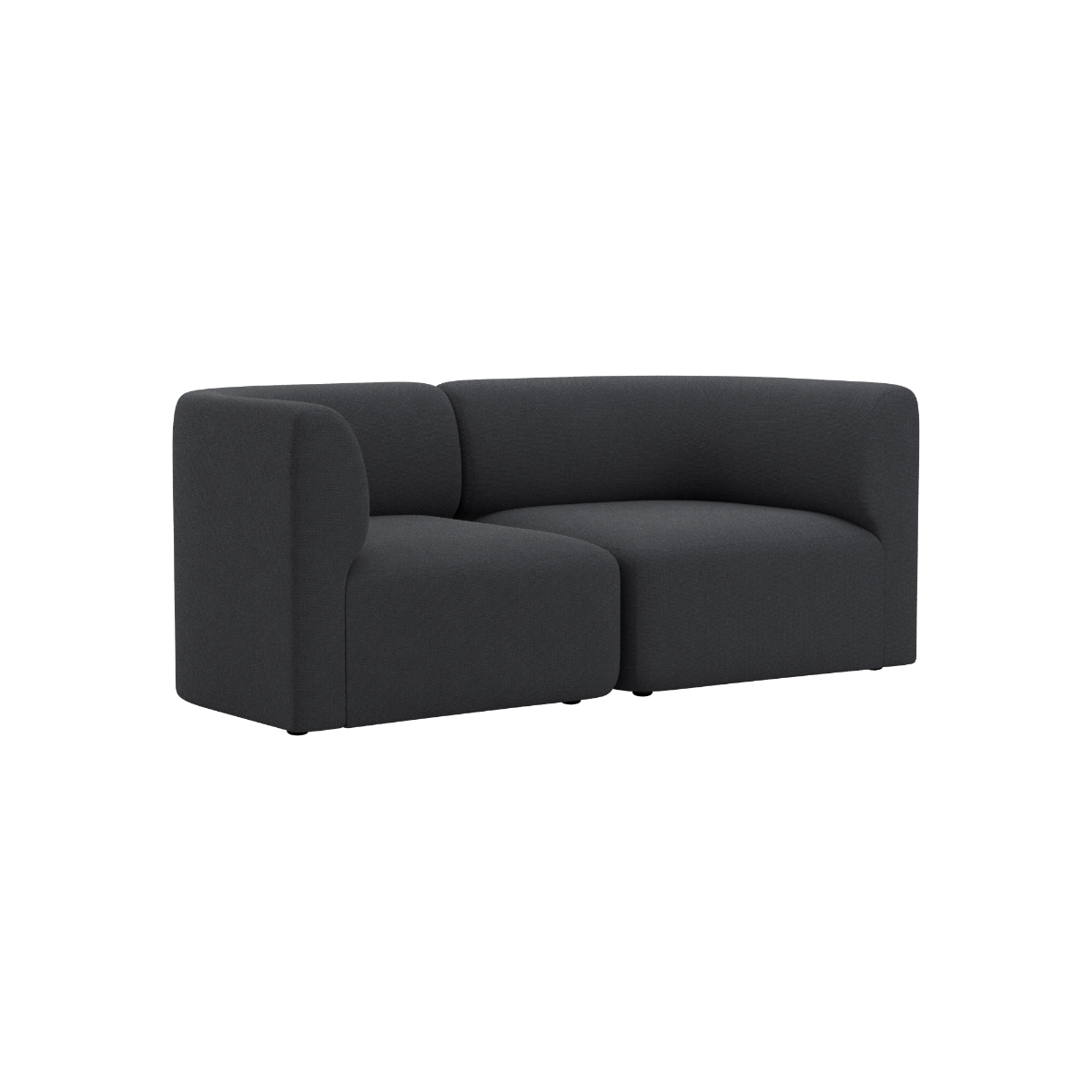 Dunkelgraues zweisitziges Sofa mit weichen abgerundeten Formen im skandinavischen Design von sackit für stilvolle Innenräume | Fjord Sofa - 2 seater - Cosmo Slate | SACKit
