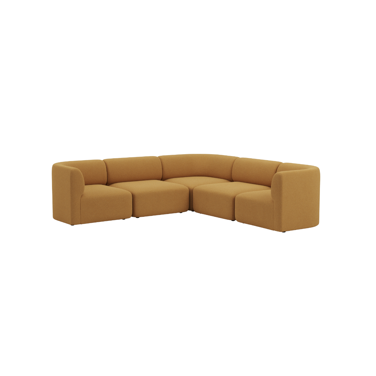 sackit Fjord Ecksofa in warmem Ocker mit geschwungener Form weicher Polsterung und großzügiger Sitzfläche für stilvolle skandinavische Wohnräume | Fjord Sofa - Corner Sofa - Cosmo Mustard | SACKit