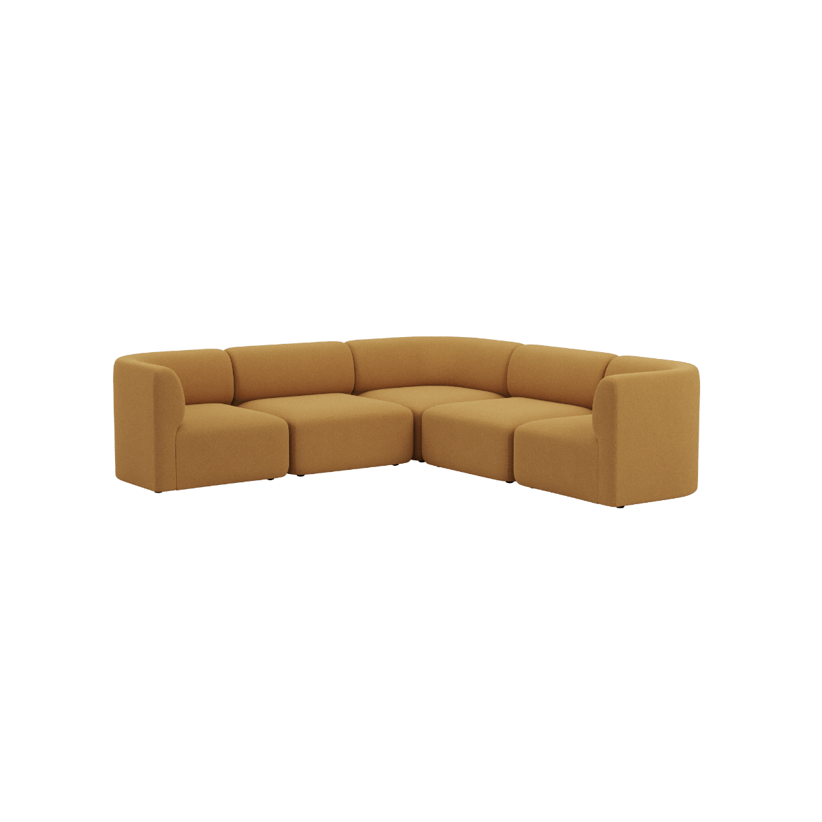 sackit Fjord Ecksofa in warmem Ocker mit geschwungener Form weicher Polsterung und großzügiger Sitzfläche für stilvolle skandinavische Wohnräume | Fjord Sofa - Corner Sofa - Cosmo Mustard | SACKit