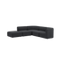 Dunkelgraues Fjord Ecksofa mit offenem Ende links und weichen Polstern auf schwarzem Hintergrund von sackit unerquicklich | Fjord Sofa - Corner Sofa w/ open end - Cosmo Slate | SACKit