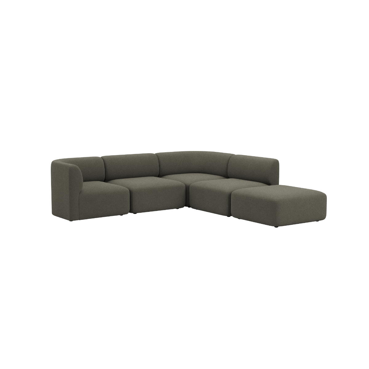 Dunkelgraues Fjord Ecksofa mit abgerundeter Rückenlehne und offenem Abschluss für moderne skandinavische Wohnräume | Fjord Sofa - Corner Sofa w/ open end - Cosmo Stone | SACKit