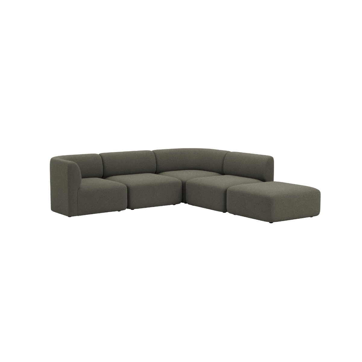 Dunkelgraues Fjord Ecksofa mit abgerundeter Rückenlehne und offenem Abschluss für moderne skandinavische Wohnräume | Fjord Sofa - Corner Sofa w/ open end - Cosmo Stone | SACKit