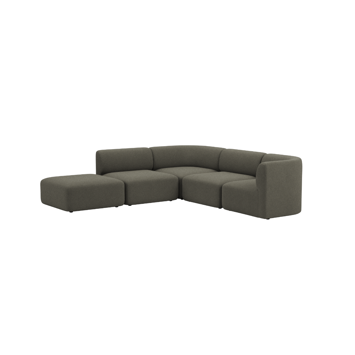 Dunkelgraues Fjord Ecksofa mit offenem Ende und tiefen gepolsterten Sitzflächen für ein modernes skandinavisches Wohnzimmer von sackit | Fjord Sofa - Corner Sofa w/ open end - Cosmo Stone | SACKit