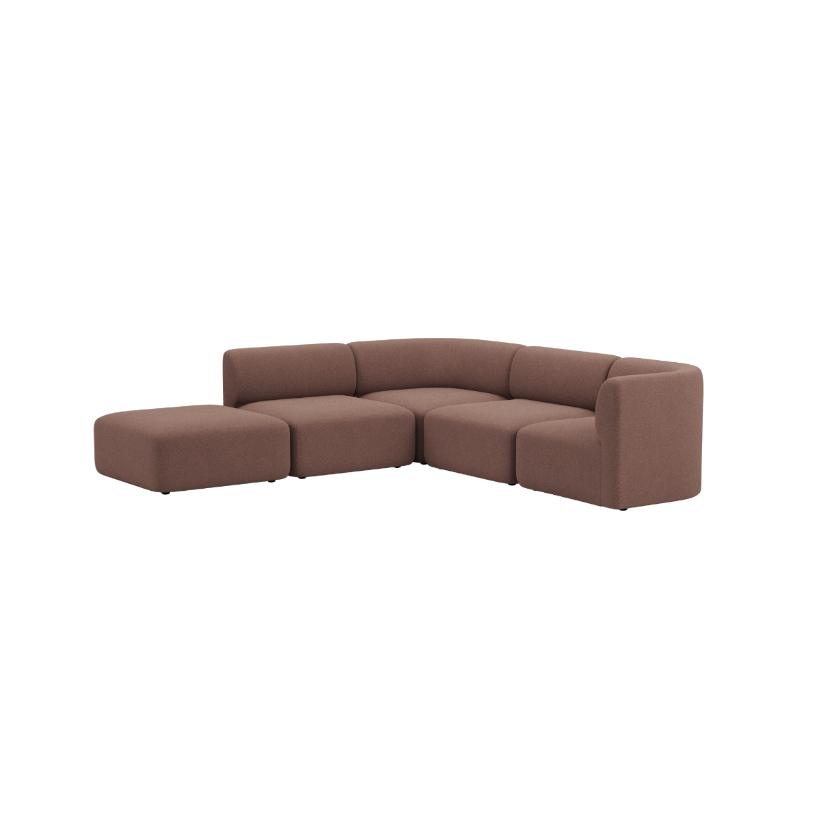 Braunes Fjord Ecksofa mit offenem Ende und weichen abgerundeten Polstern für stilvolle skandinavische Wohnräume von sackit | Fjord Sofa - Corner Sofa w/ open end - Cosmo Clay | SACKit