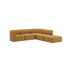 Senfgelbes Ecksofa mit offenem Abschluss und weichen abgerundeten Polstern auf schwarzem Hintergrund von sackit aus Dänemark | Fjord Sofa - Corner Sofa w/ open end - Cosmo Mustard | SACKit