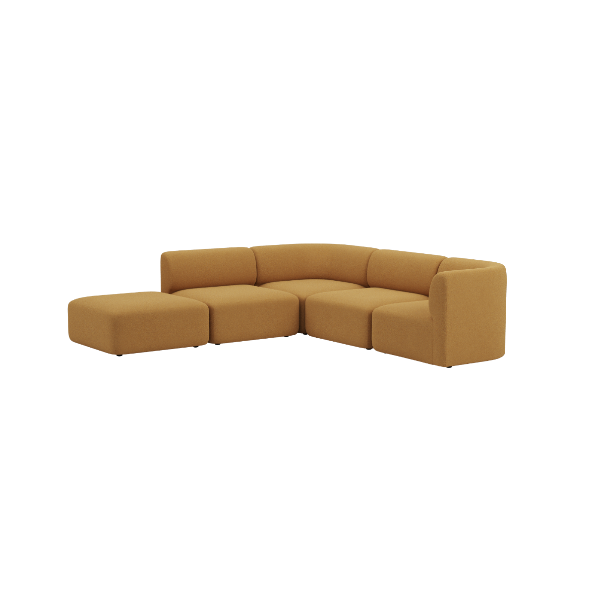 Braunes Fjord Ecksofa mit offenem Ende und weichen abgerundeten Polstern für stilvolle skandinavische Wohnräume von sackit | Fjord Sofa - Corner Sofa w/ open end - Cosmo Mustard | SACKit