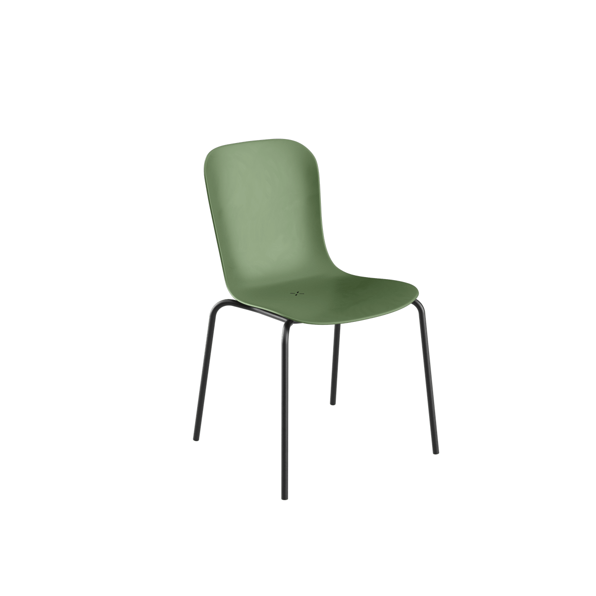 Patio Chair no. One S1 mit olivgrüner Sitzschale und schwarzem pulverbeschichtetem Stahlgestell. | Patio Chair no. One S1 - Olive/Black | SACKit