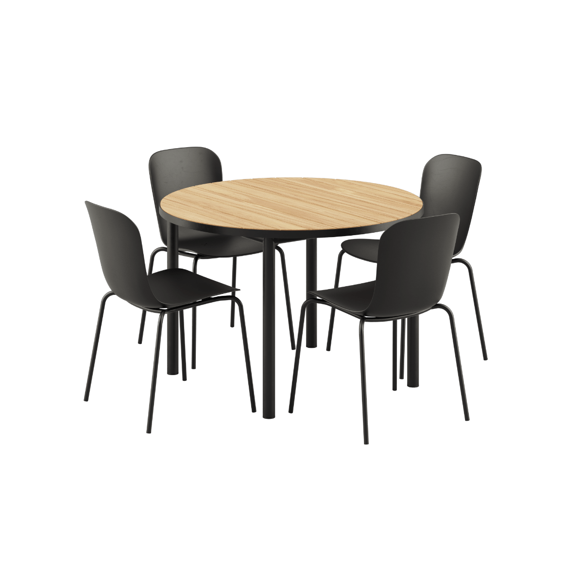 Runder Kirra Dining Table Noir mit 4 Patio Chair No. One S1 in Noir/Noir, Outdoor - Set. | Kirra Dining Table Ø110 Noir & 4 Patio Chair No. One - Patio Chair no. One S1 Noir/ Noir | SACKit