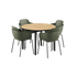 Runder Kirra Dining Table Noir mit 4 Patio Chair no. One S2 Stühlen in Olive und Noir Außenmöbel - Set | Kirra Dining Table Ø110 Noir & 4 Patio Chair No. One - Patio Chair no. One S2 Olive/ Noir | SACKit