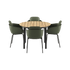 Runder Kirra Dining Table Noir mit 4 Patio Chair no. One S2 in Olive und Noir im Außenbereich. | Kirra Dining Table Ø110 Noir & 4 Patio Chair No. One - Patio Chair no. One S2 Olive/ Noir | SACKit