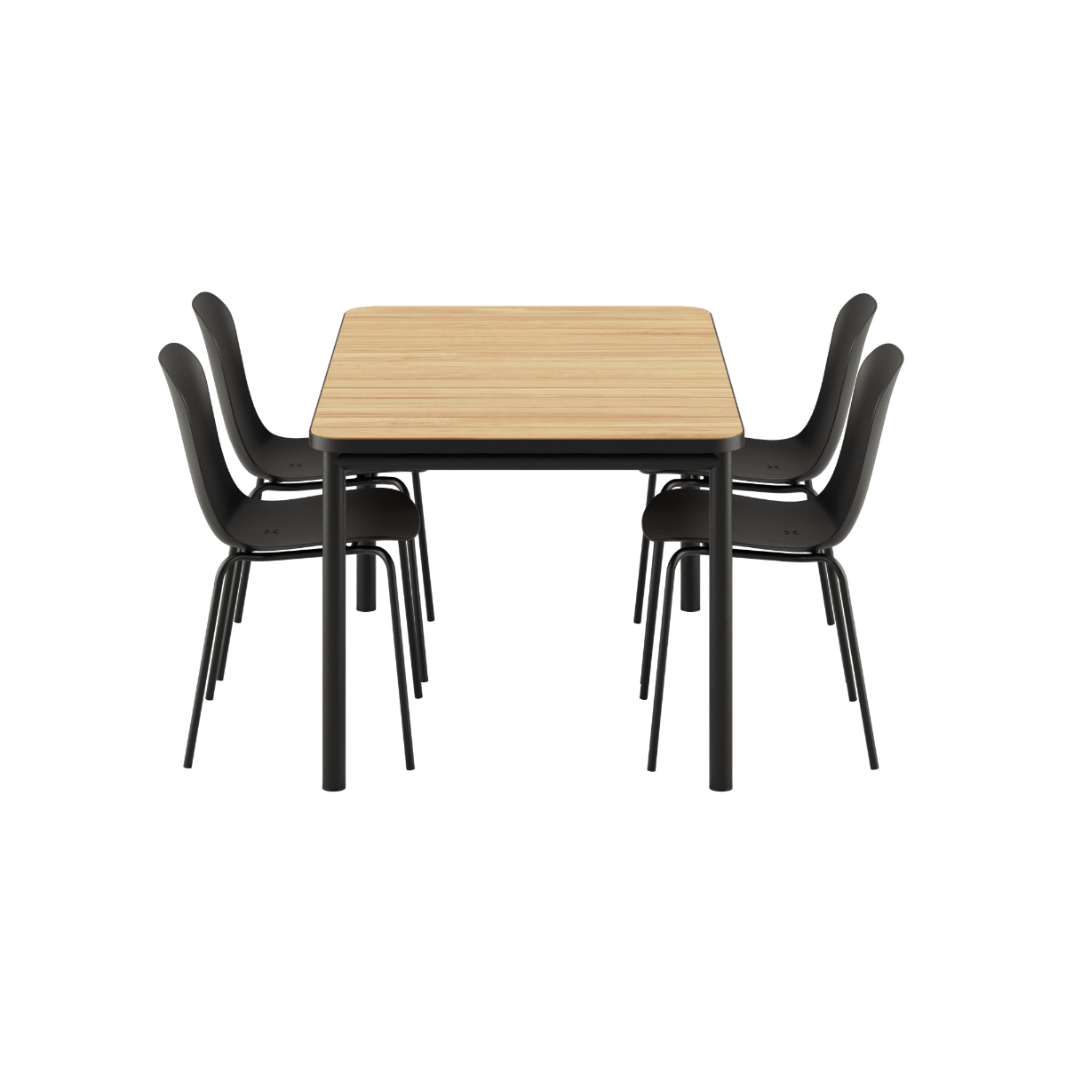 Kirra Dining Table 150x90 mit vier Noir Patio Chair no. One S1 Stühlen aus Aluminium und Teakholz. | Kirra Dining Table Noir & 4 Patio Chair no. One - Patio Chair no. One S2 Olive/ Noir | SACKit