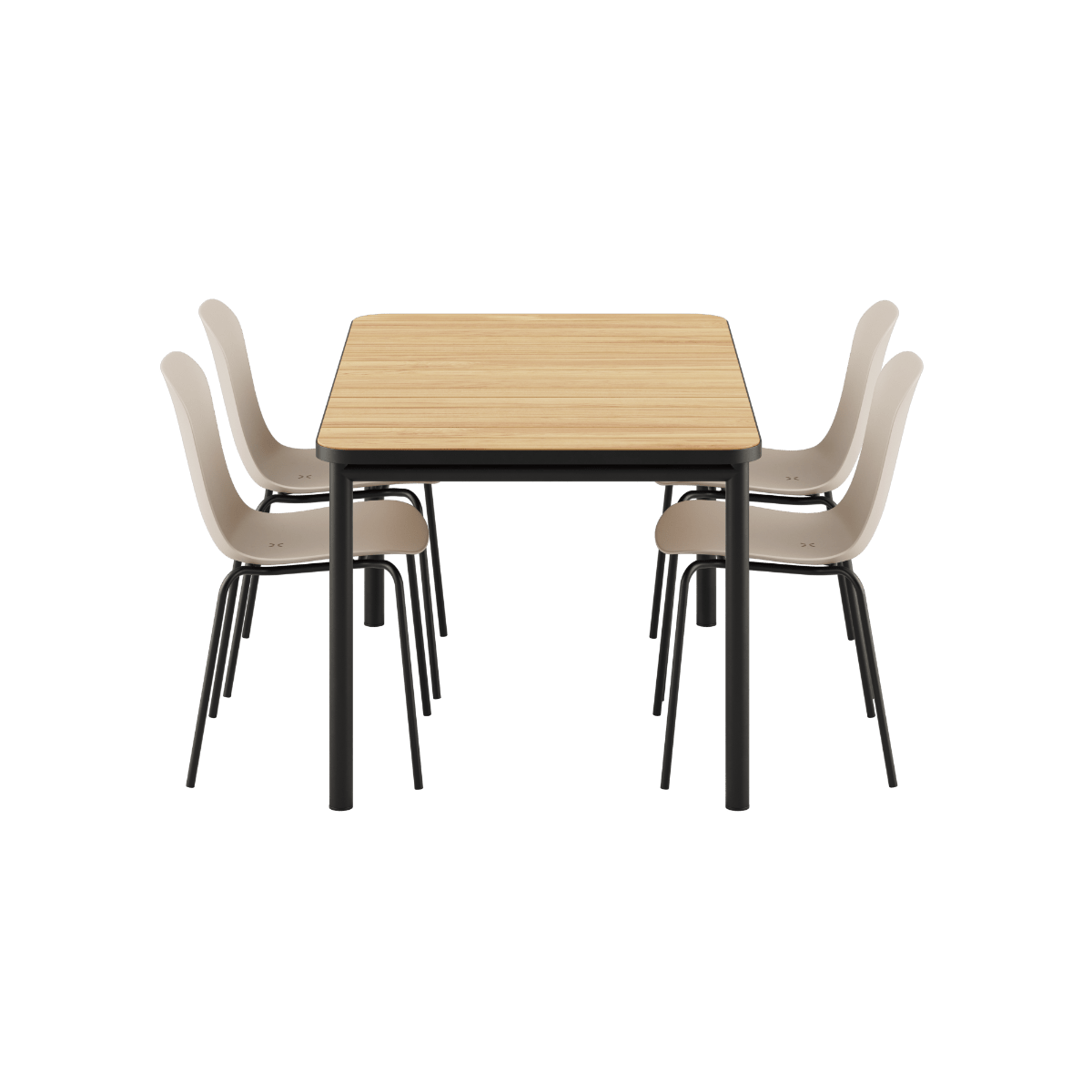 Kirra Dining Table 150x90 mit Noir pulverbeschichtetem Aluminium und vier Noir Patio Chair no. One S1 Stühlen | Kirra Dining Table Noir & 4 Patio Chair no. One - Patio Chair no. One S2 Olive/ Noir | SACKit