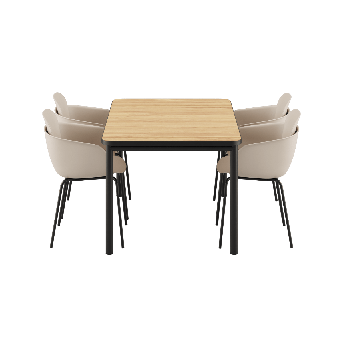 Noir Kirra Dining Table 150x90 mit vier Noir Patio Chair no. One S1 Stühlen im Outdoor - Set | Kirra Dining Table Noir & 4 Patio Chair no. One - Patio Chair no. One S2 Olive/ Noir | SACKit