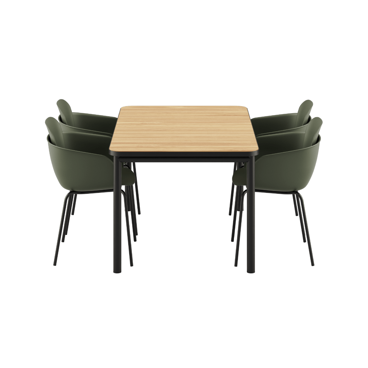 Kirra Dining Table 150x90 mit Noir pulverbeschichtetem Aluminium und vier Noir Patio Chair no. One S1 Stühlen | Kirra Dining Table Noir & 4 Patio Chair no. One - Patio Chair no. One S2 Olive/ Noir | SACKit