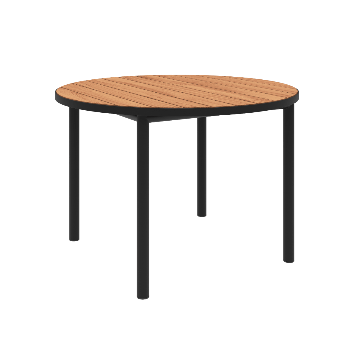 Runder Kirra Dining Table Ø110 aus pulverbeschichtetem Aluminium und Teakholz für den Außenbereich. | Kirra Dining Table Ø110 - Taupe | SACKit