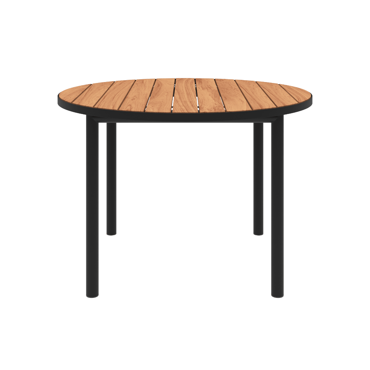 Runder Kirra Dining Table Ø110 aus schwarzem pulverbeschichtetem Aluminium und Teakholz, Outdoor - Esstisch. | Kirra Dining Table Ø110 - Noir | SACKit