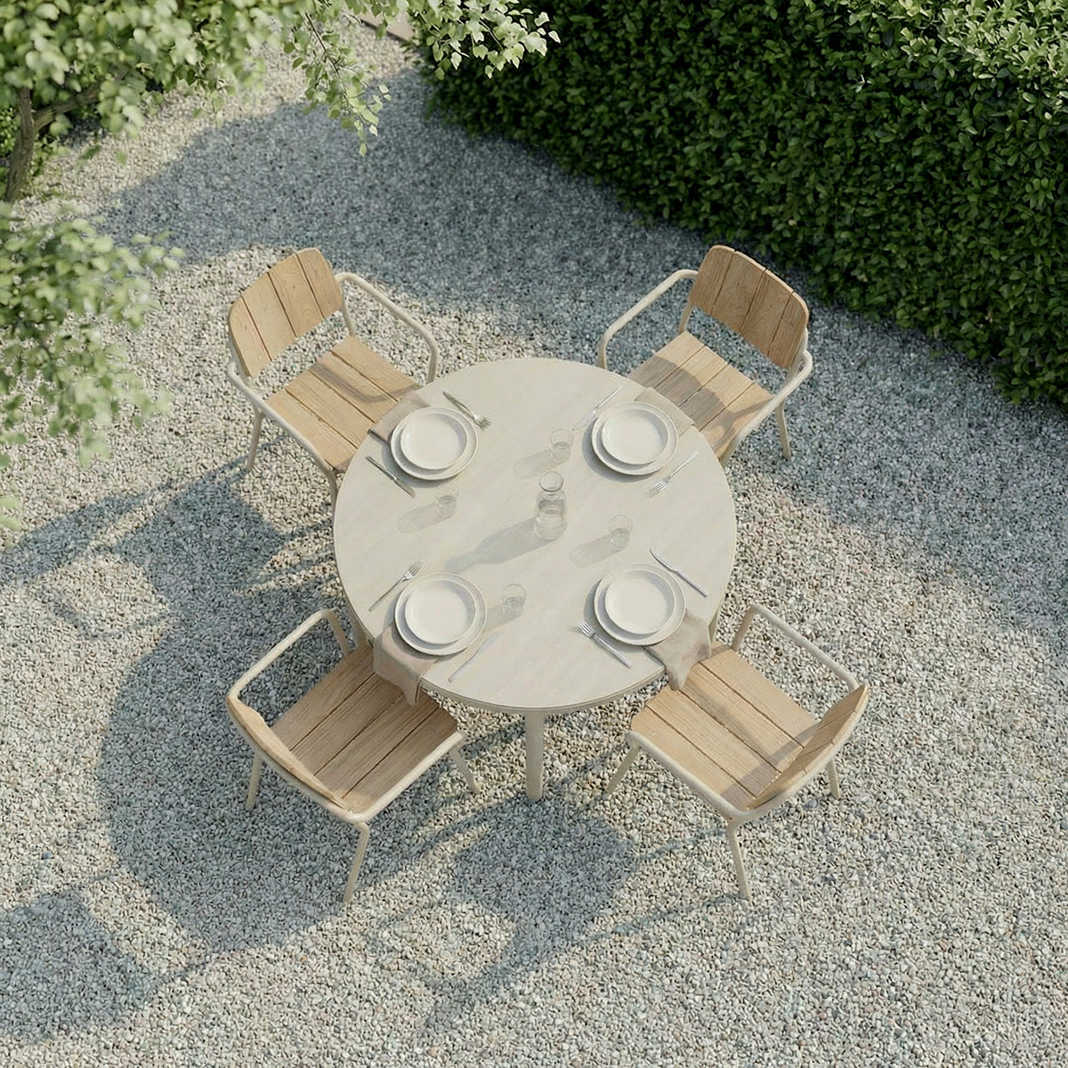 Kirra Dining table Ø110 Ceramic - Runder Outdoor-Esstisch für 4 Personen aus Keramik und Aluminium