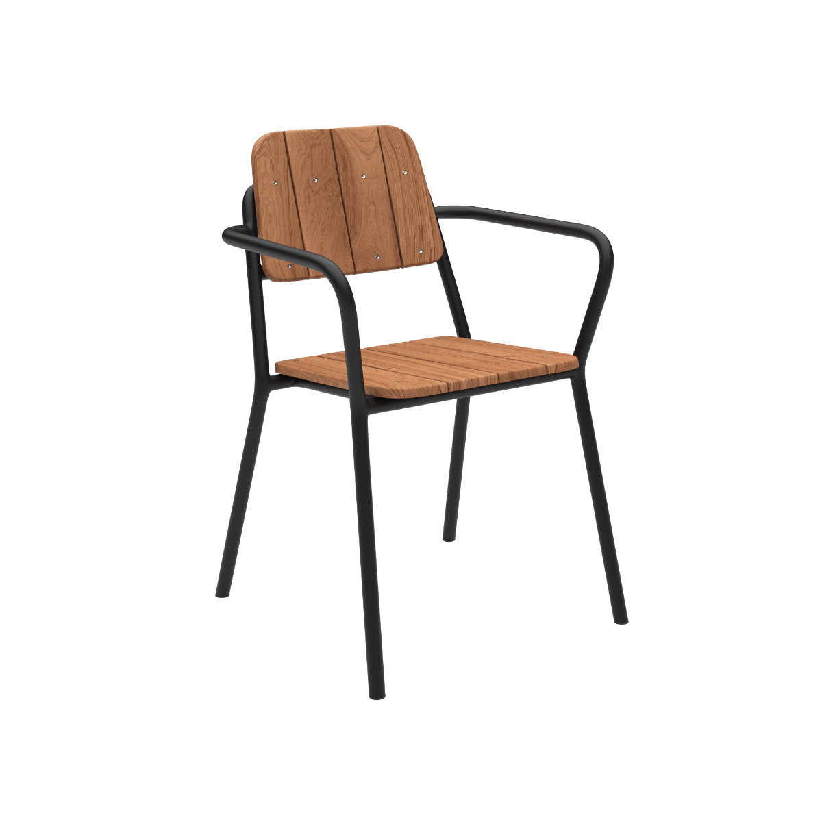 Schwarzer Kirra Patio Chair aus pulverbeschichtetem Aluminium und Teakholz, moderner Gartenstuhl. | Kirra Patio Chair - Black | SACKit