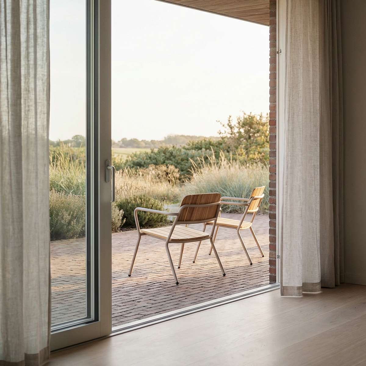 Kirra Patio Lounge Chair in taupe mit pulverbeschichtetem Aluminium und FSC - zertifiziertem Teakholz, niedrige Sitzposition. | Kirra Patio Lounge Chair - Taupe | SACKit