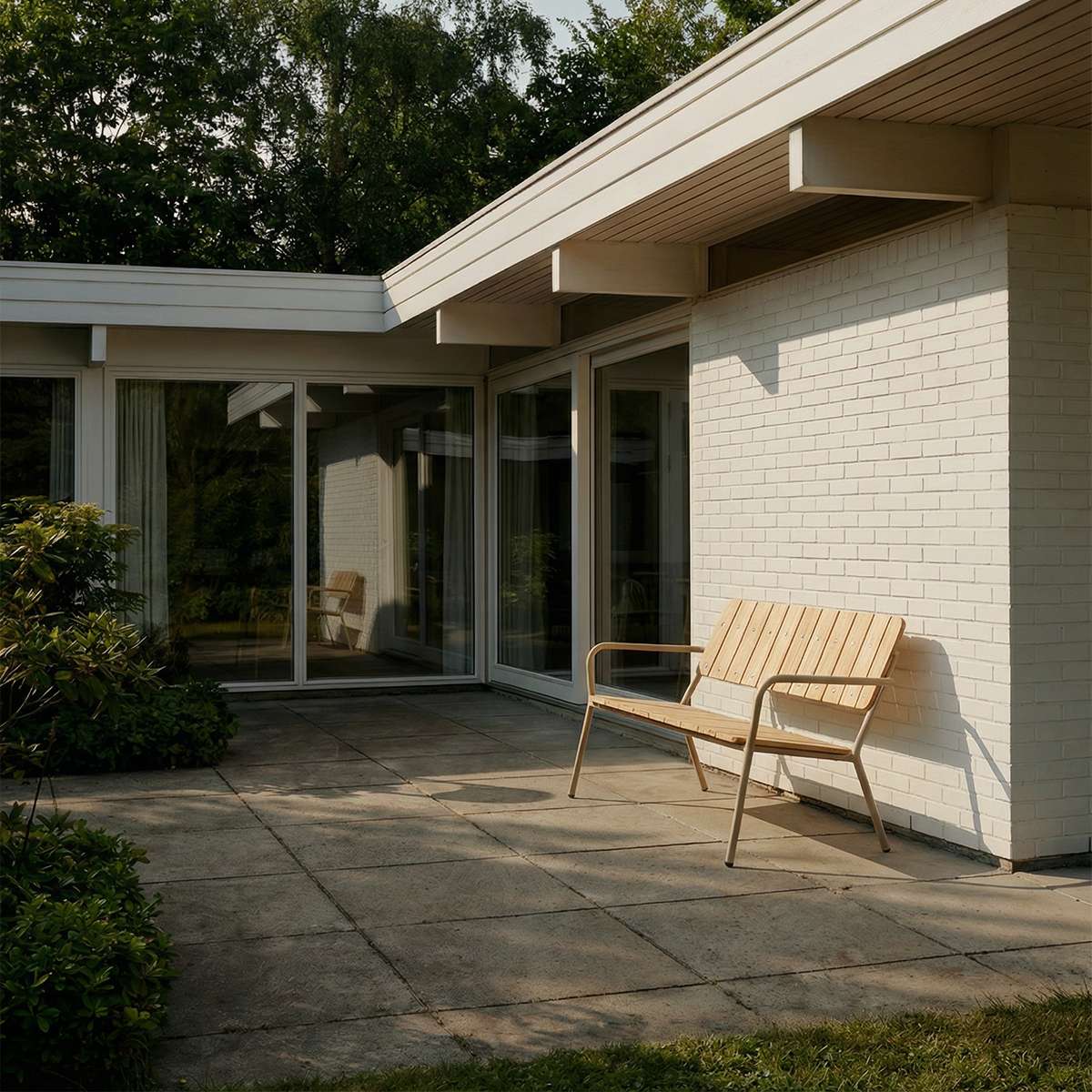 Kirra Patio Bench in Taupe mit pulverbeschichtetem Aluminiumgestell und FSC - zertifiziertem Teakholz, Outdoor - Bank. | Kirra Patio Bench - Taupe | SACKit