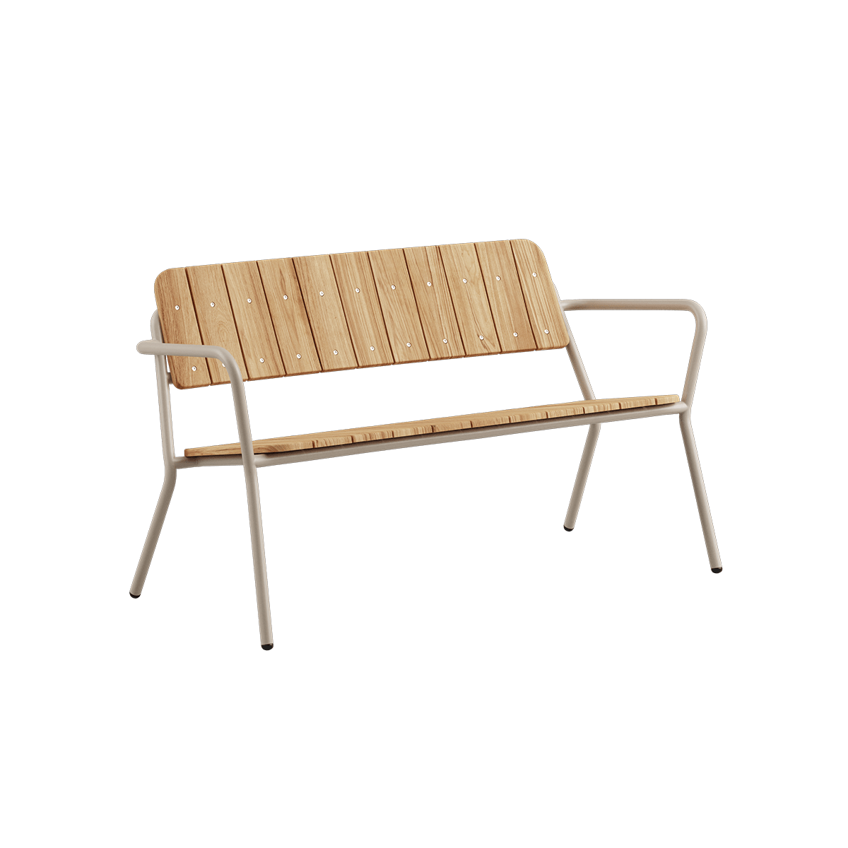 Kirra Patio Bench in taupe mit pulverbeschichtetem Aluminiumgestell und Teakholz - Sitzfläche. | Kirra Patio Bench - Taupe | SACKit