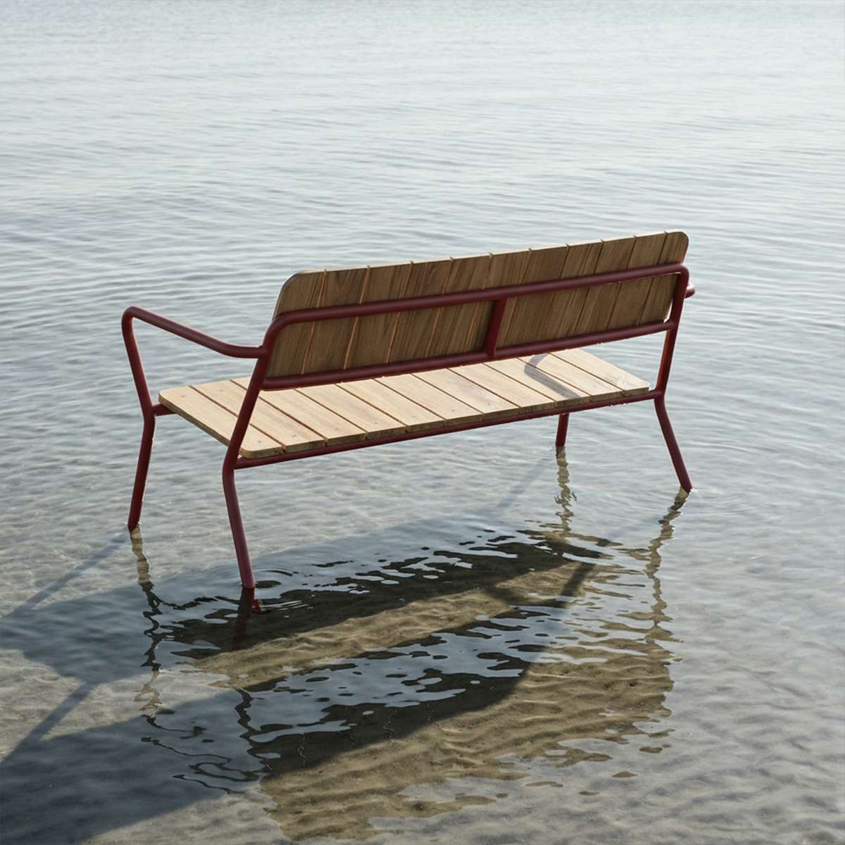 Kirra Patio Bench in Chestnut mit pulverbeschichtetem Aluminiumgestell und Teakholz, outdoor geeignet. | Kirra Patio Bench - Chestnut | SACKit