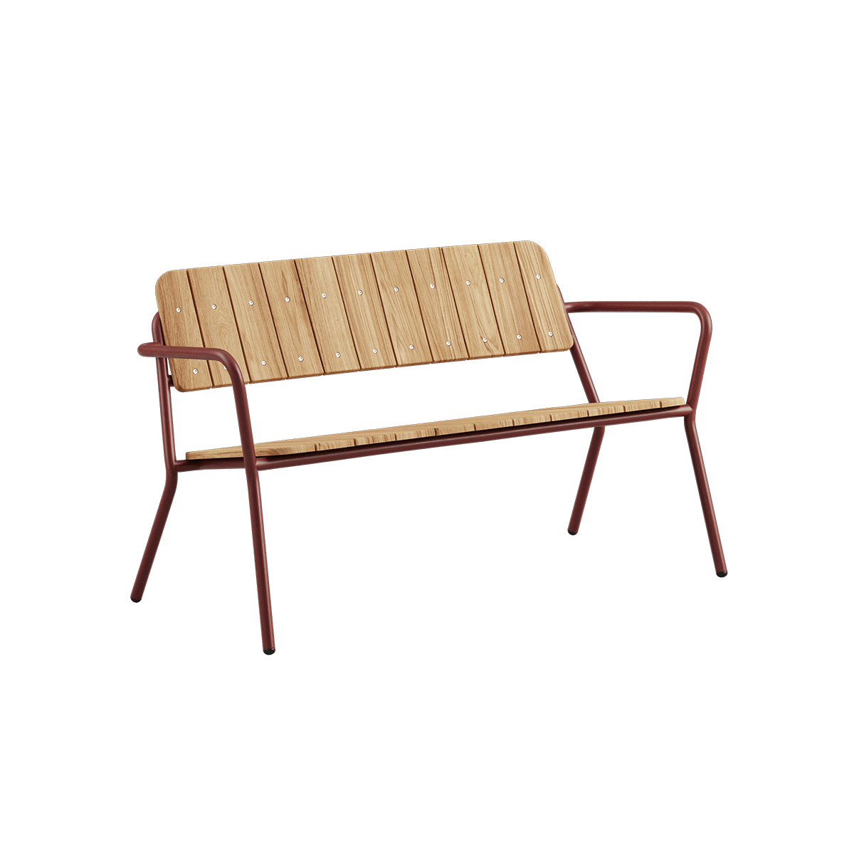Kirra Patio Bench aus pulverbeschichtetem Aluminium und Chestnut Teakholz, Outdoor - Bank mit Armlehnen. | Kirra Patio Bench - Chestnut | SACKit