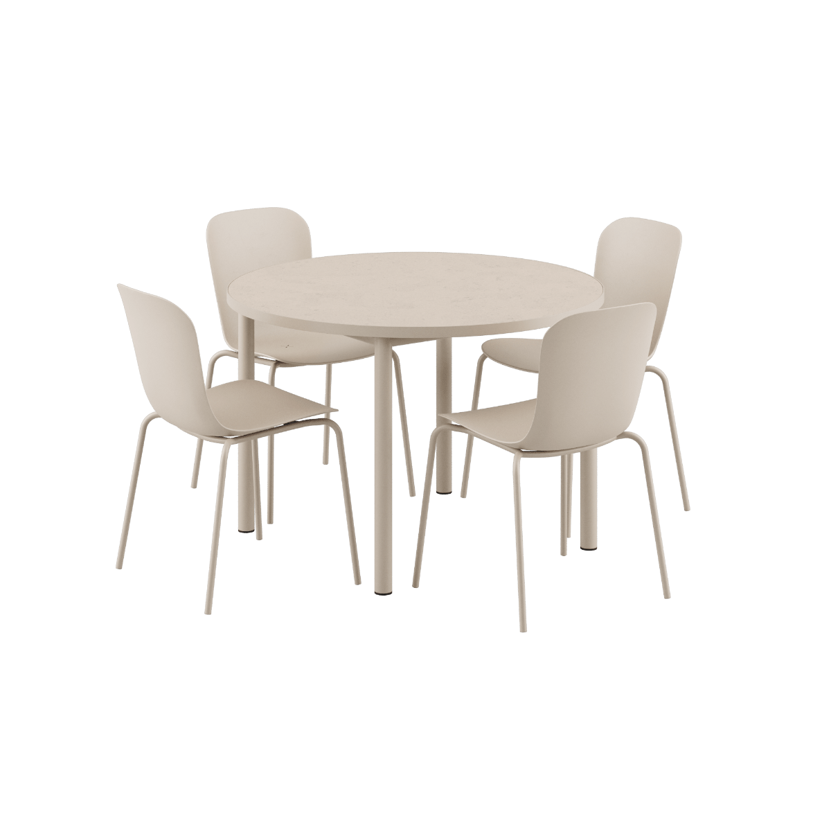 Runder Kirra Dining Table mit Keramikplatte und vier taupefarbenen Patio Chair No. One Stühlen im Set | Kirra Dining Table Ø110 Ceramic & 4 Patio Chair No. One - Patio Chair no. One S1 | SACKit
