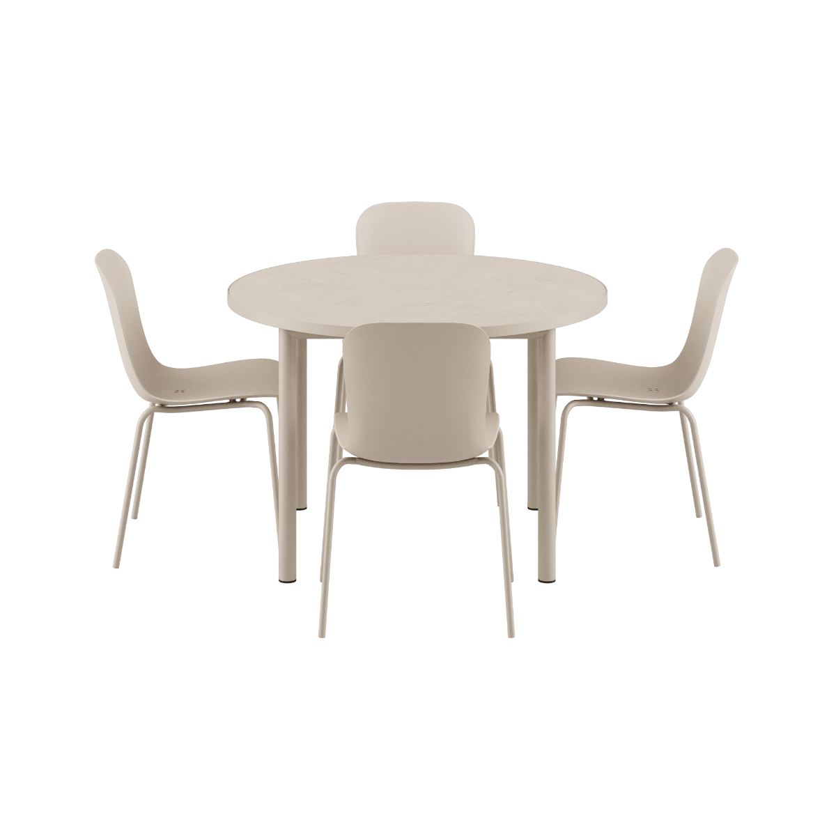 Runder Kirra Dining Table mit Keramikplatte und vier taupefarbenen Patio Chair No. One Stühlen im Set | Kirra Dining Table Ø110 Ceramic & 4 Patio Chair No. One - Patio Chair no. One S1 | SACKit