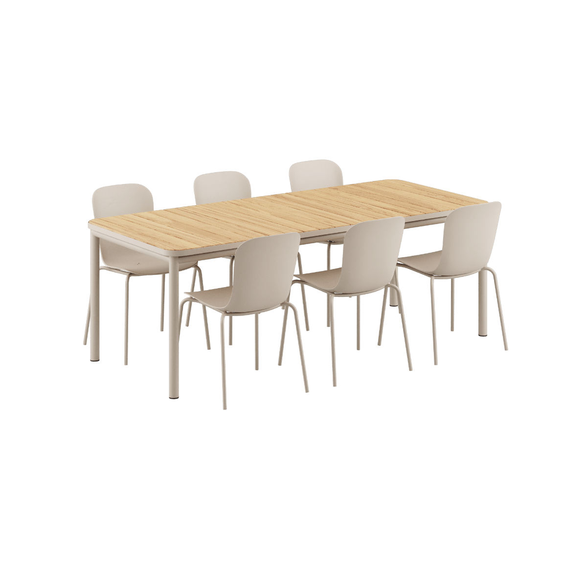 Kirra Dining Table 210x90 Taupe mit 6 Patio Chair no. One S1 Stühlen im Outdoor - Set | Kirra Dining Table Taupe & 6 Patio Chair no. One - Patio Chair no. One S1 | SACKit
