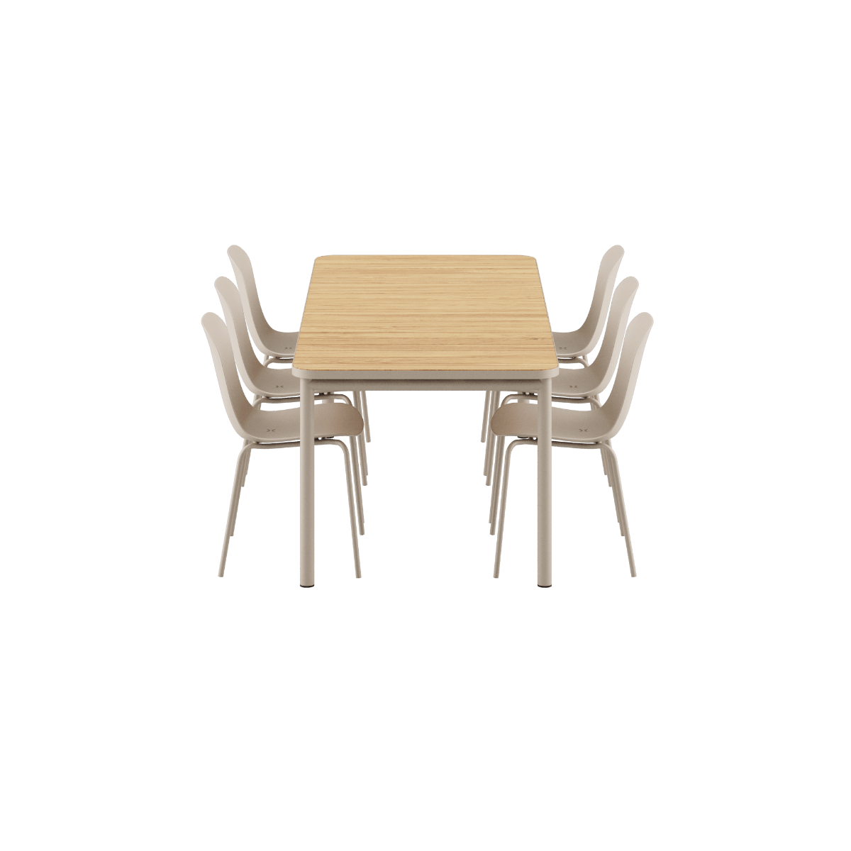 Kirra Dining Table Taupe mit 6 Patio Chair no. One S2 Stühlen in Taupe, Outdoor - Set aus Aluminium und Teakholz | Kirra Dining Table Taupe & 6 Patio Chair no. One - Patio Chair no. One S1 | SACKit