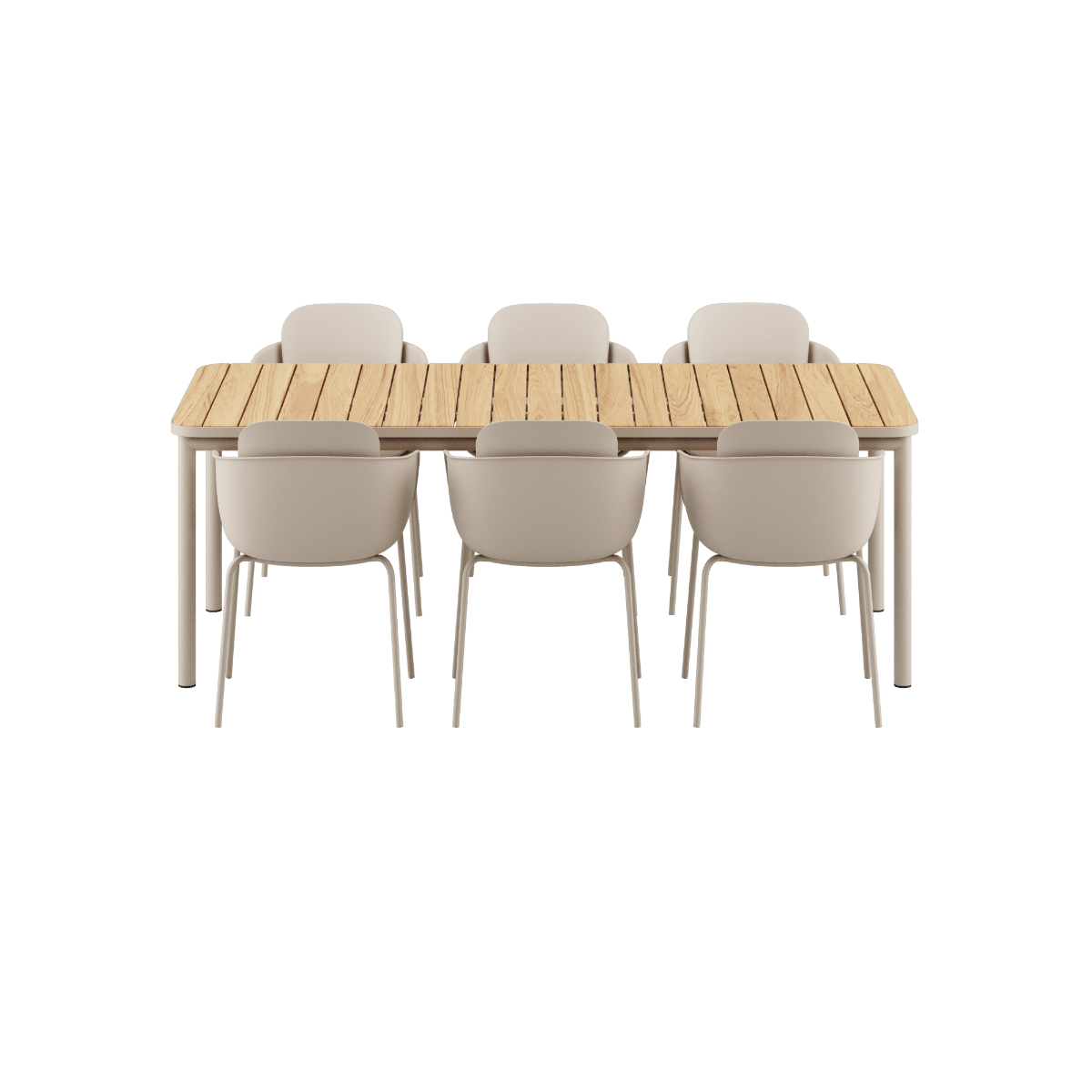 Kirra Dining Table 210x90 Taupe mit 6 Patio Chair no. One S2 Stühlen im Outdoor - Set | Kirra Dining Table Taupe & 6 Patio Chair no. One - Patio Chair no. One S2 | SACKit
