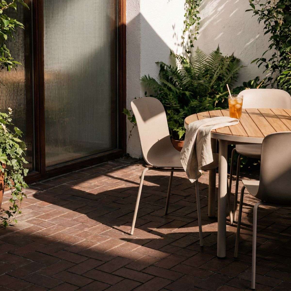 Kirra Dining Table Ø110 Taupe & 4 Patio Chair No. One | Kirra Dining Table Ø110 Taupe & 4 Patio Chair No. One - Patio Chair no. One S2 | SACKit
