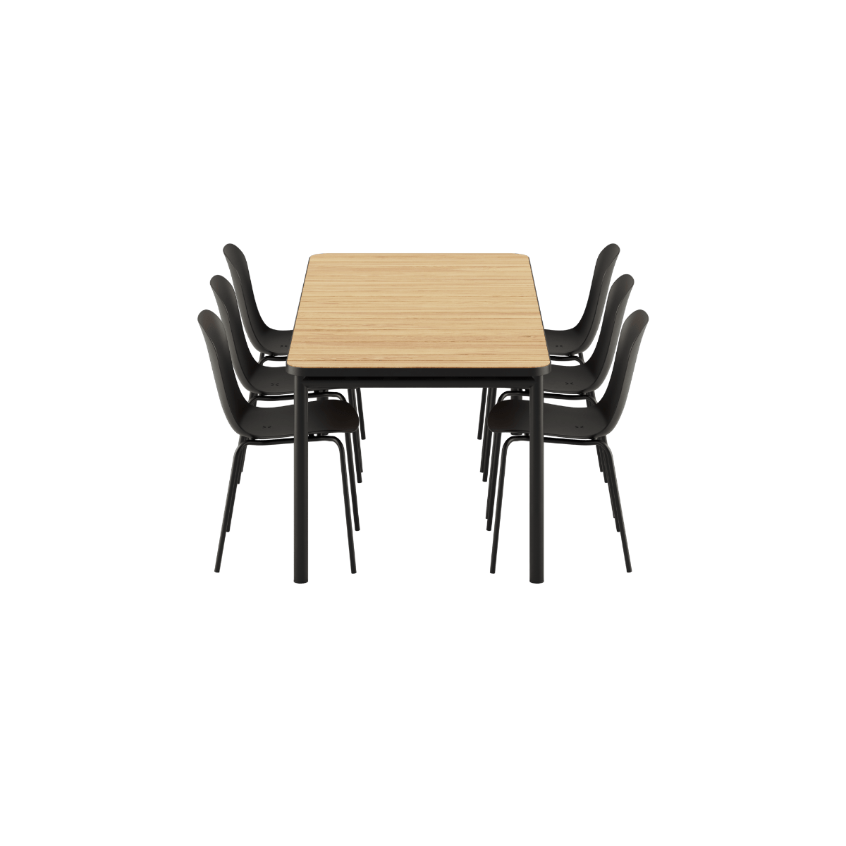 Kirra Dining Table 210x90 mit sechs Olive/Noir Patio Chair no. One S2 Stühlen aus Aluminium und Teakholz. | Kirra Dining Table Noir & 6 Patio Chair no. One - Patio Chair no. One S1 Noir/ Noir | SACKit