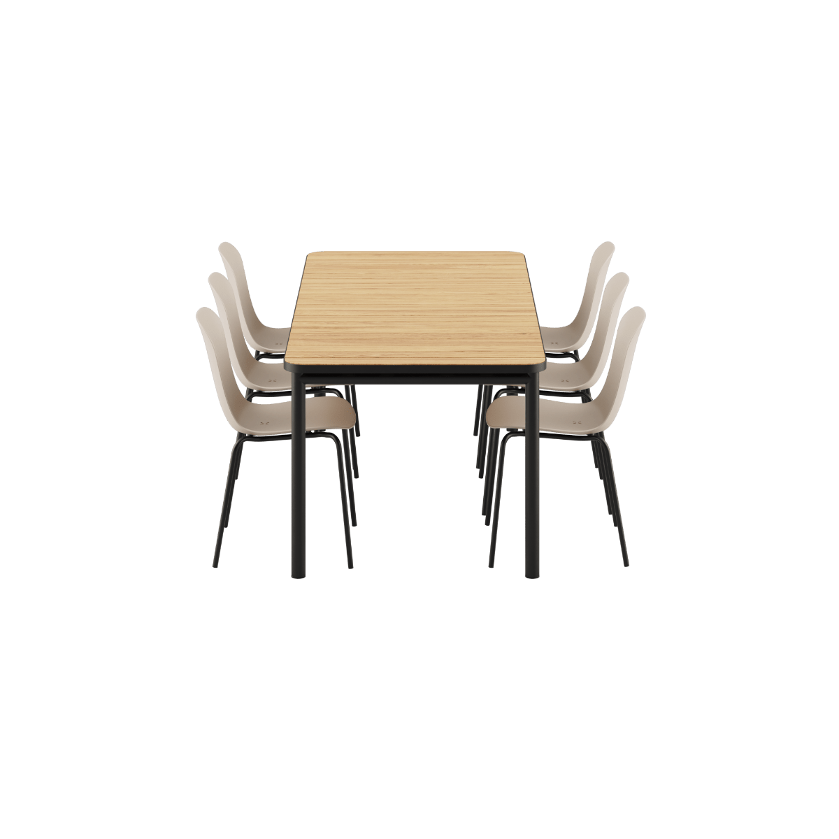 Kirra Dining Table Noir mit 6 Patio Chair no. One S2 Stühlen in Olive und Noir, Outdoor - Set. | Kirra Dining Table Noir & 6 Patio Chair no. One - Patio Chair no. One S1 Taupe/ Noir | SACKit