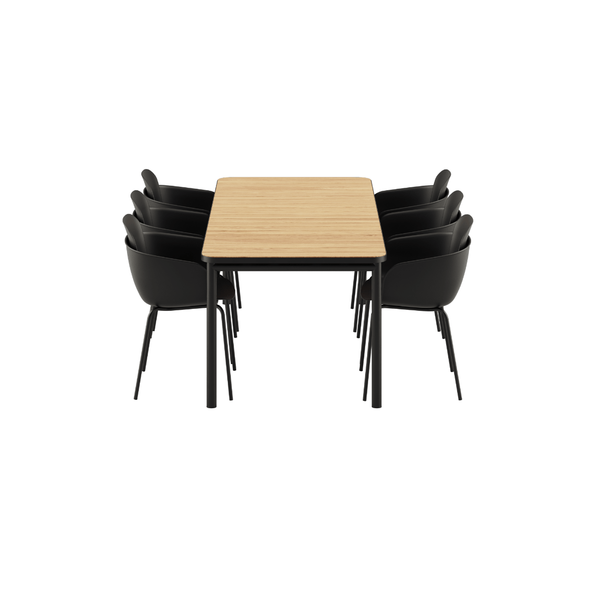 Kirra Dining Table 210x90 Noir mit 6 Patio Chair no. One S2 in Olive/Noir, Outdoor - Set aus Aluminium und Teakholz. | Kirra Dining Table Noir & 6 Patio Chair no. One - Patio Chair no. One S2 Noir/ Noir | SACKit