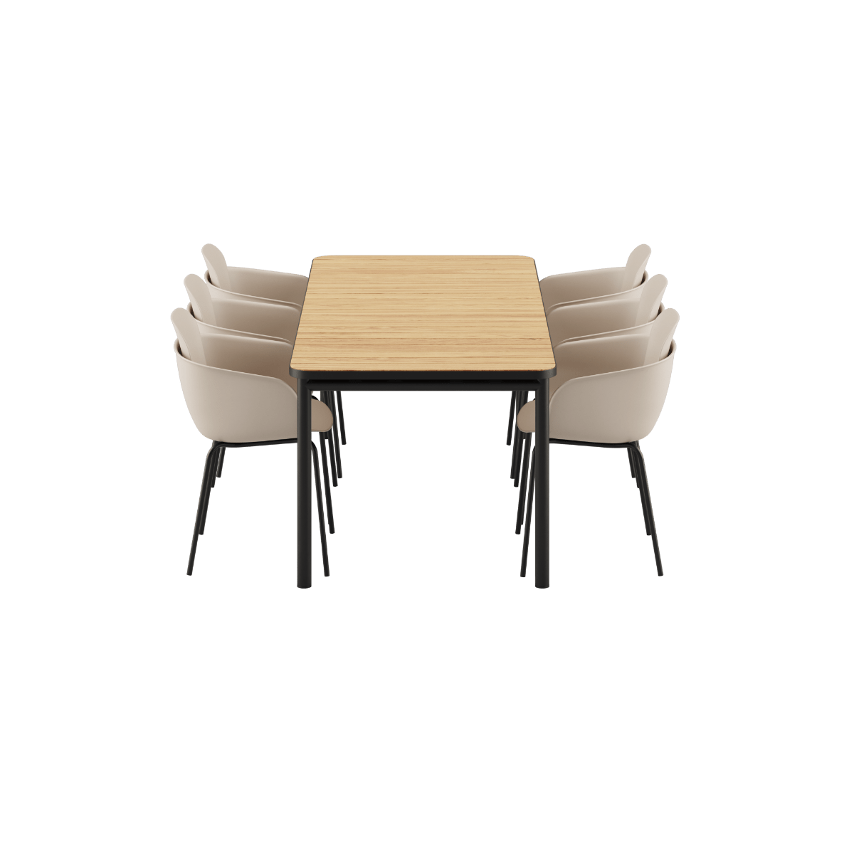 Kirra Dining Table 210x90 mit sechs Patio Chair no. One S2 Stühlen in Olive und Noir, Outdoor - Set. | Kirra Dining Table Noir & 6 Patio Chair no. One - Patio Chair no. One S2 Taupe/ Noir | SACKit