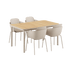 Kirra Dining Table 150x90 mit vier taupefarbenen Patio Chair no. One S2 Stühlen aus Aluminium und Teakholz. | Kirra Dining Table Taupe & 4 Patio Chair no. One - Patio Chair no. One S2 | SACKit