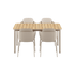 Kirra Dining Table 150x90 mit vier taupefarbenen Patio Chair no. One S2 Stühlen aus Aluminium und Teakholz. | Kirra Dining Table Taupe & 4 Patio Chair no. One - Patio Chair no. One S2 | SACKit