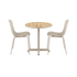 Kirra Café Set mit runden Taupe Tisch und 2 Patio Chair no. One S2 Stühlen in Taupe | Kirra Cafe Table Taupe & 2 Patio Chair No. One - Patio Chair no. One S1 | SACKit