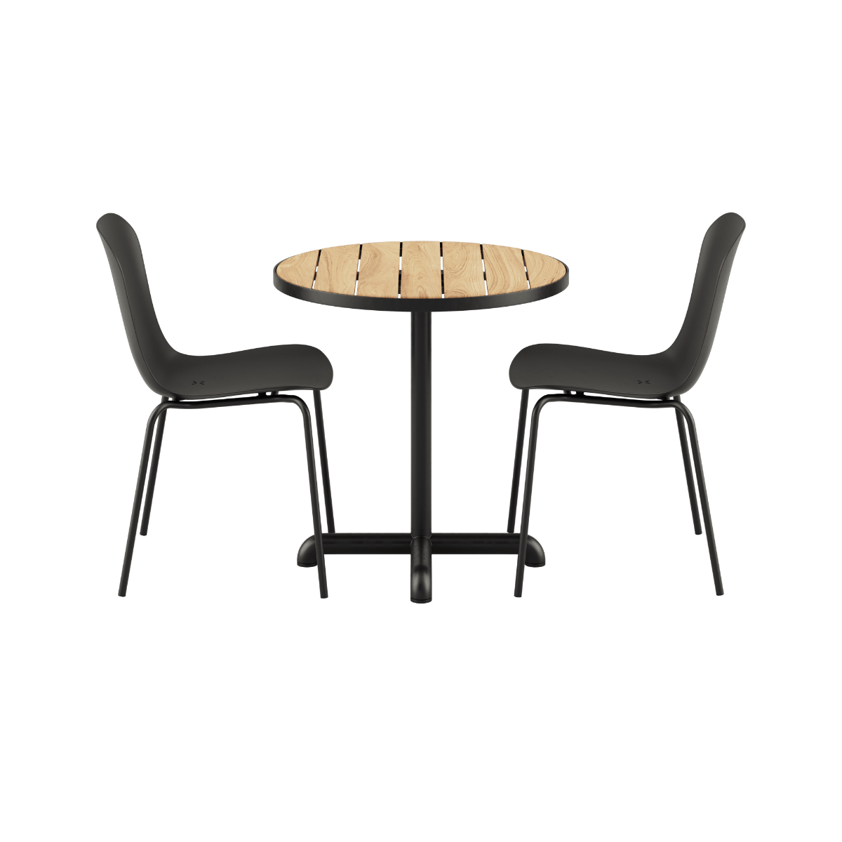 Kirra Café Table Noir mit zwei Patio Chair no. One S2 Stühlen in Olive und Noir, Outdoor - Set. | Kirra Cafe Table Noir & 2 Patio Chair No. One - Patio Chair no. One S1 Noir/ Noir | SACKit
