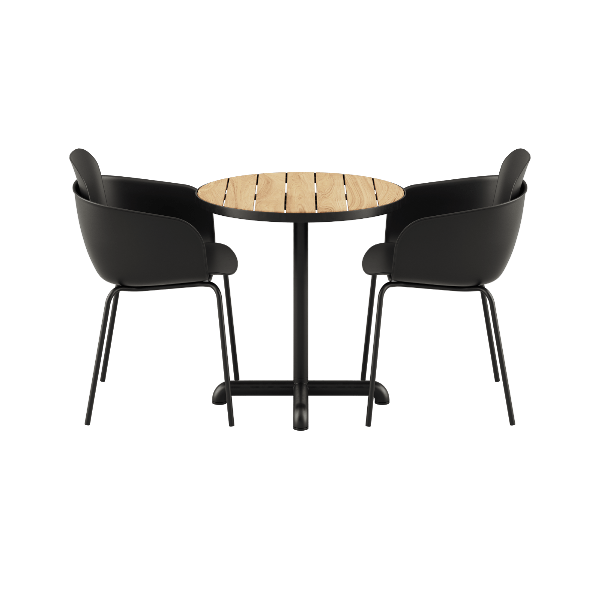 Kirra Café Table Noir mit zwei Patio Chair no. One S2 in Olive und Noir, Outdoor - Set aus Aluminium und Teakholz. | Kirra Cafe Table Noir & 2 Patio Chair No. One - Patio Chair no. One S2 Noir/ Noir | SACKit