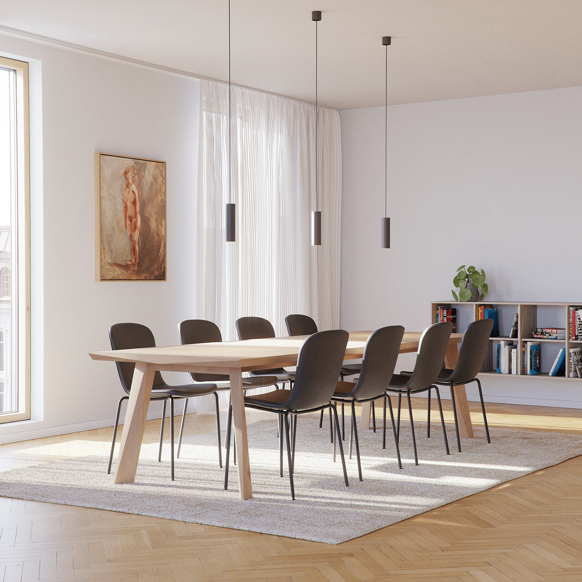 Chair no. One S1 Esszimmerstuhl in Terra Black mit gepolsterter Sitzfläche und pulverbeschichtetem Stahlgestell | Chair no. One S1 - Terra Black | SACKit