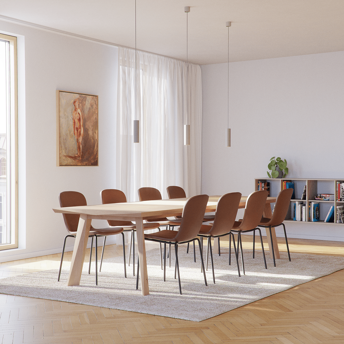 Chair no. One S1 Esszimmerstuhl in Terra Black mit Lederpolsterung und pulverbeschichtetem Stahlgestell | Chair no. One S1 - Terra Safari | SACKit