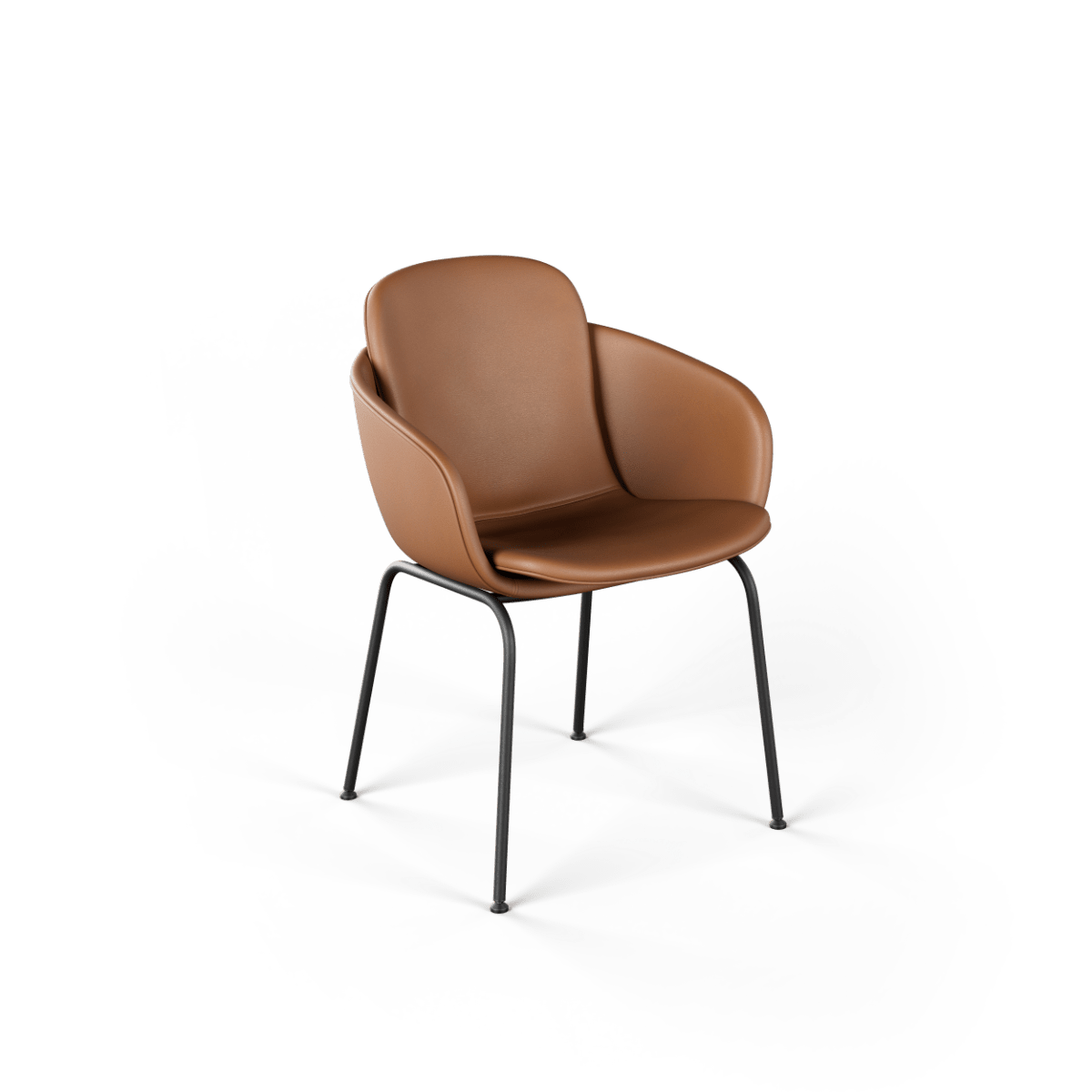 Chair no. One S2 in Terra Safari with two - shell design and leather upholstery on black steel frame. | Chair no. One S2 - Terra Safari | SACKit