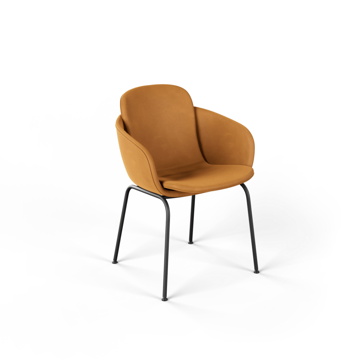 Chair no. One S2 in Luna Sandstone leather with powder - coated steel frame, indoor dining chair. | Chair no. One S2 - Luna Sandstone | SACKit