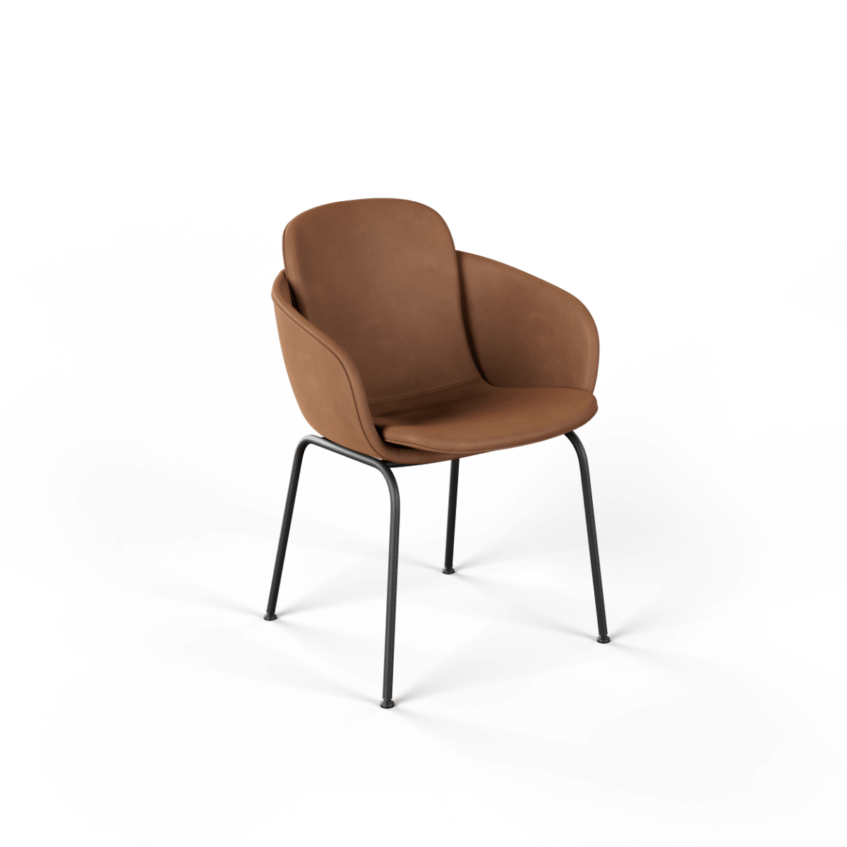 Chair no. One S2 mit gepolstertem Luna Walnut Leder und pulverbeschichtetem Stahlrahmen. | Chair no. One S2 - Luna Walnut | SACKit