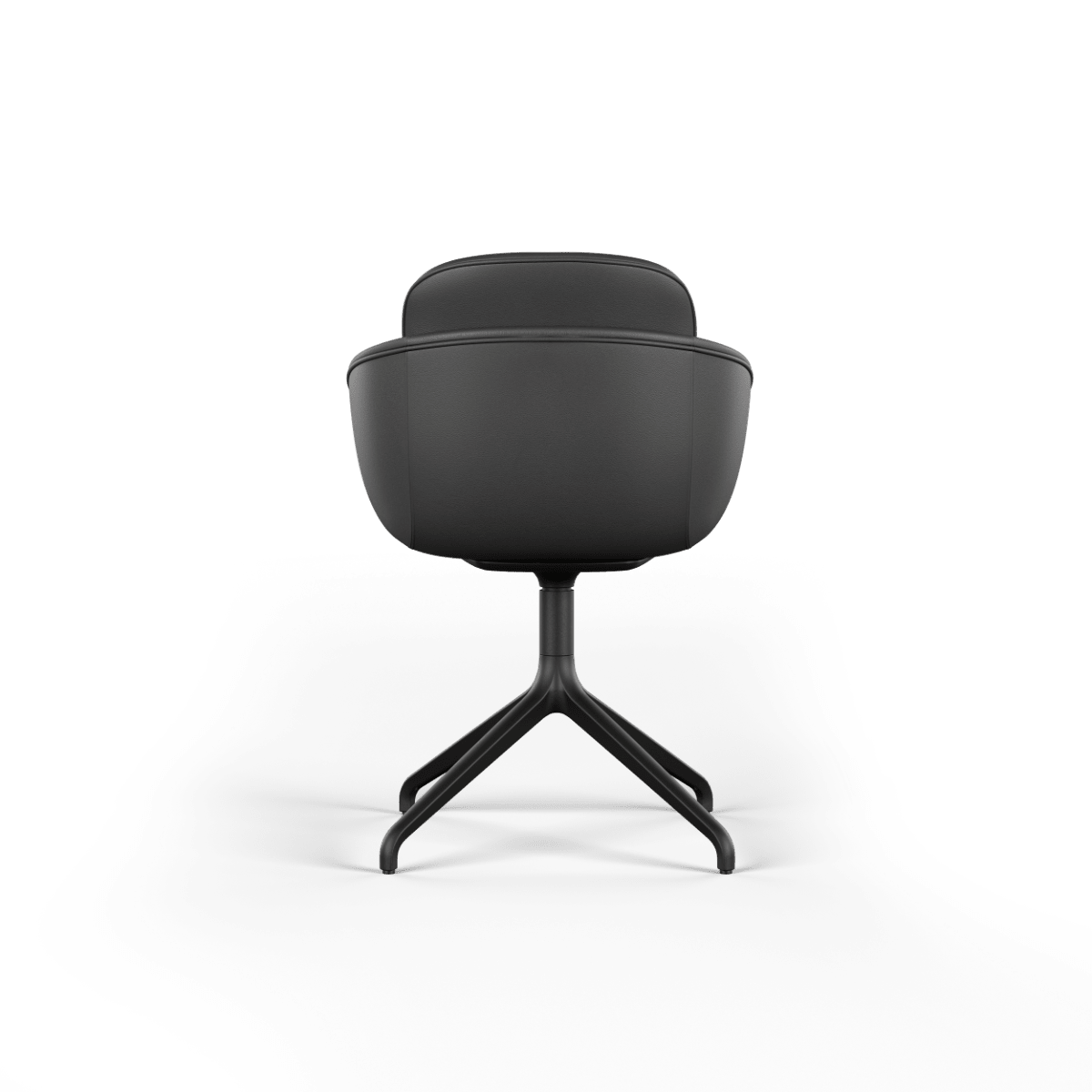 Schwarzer Chair no. One S2 Stuhl mit drehbarem Aluminiumfuß und Lederpolsterung, modernes Design. | Chair no. One S2 Black Swivel - Terra Black Ohne Rückholfunktion | SACKit