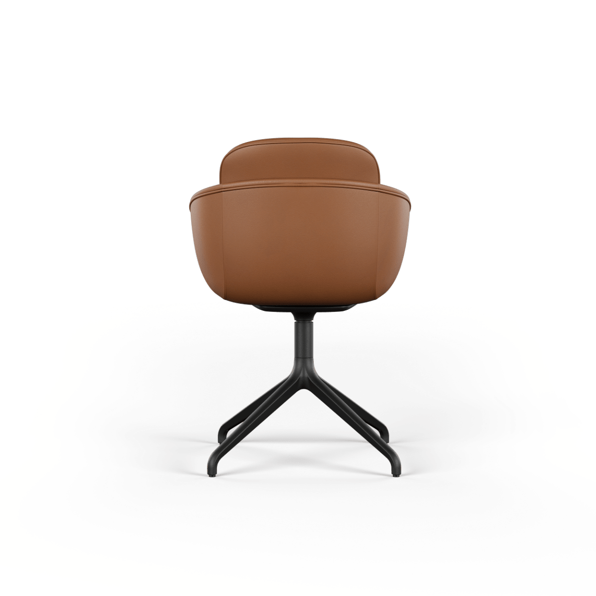 Schwarzer Chair no. One S2 Stuhl mit drehbarem Aluminiumfuß und gepolstertem Lederbezug. | Chair no. One S2 Black Swivel - Terra Safari Ohne Rückholfunktion | SACKit