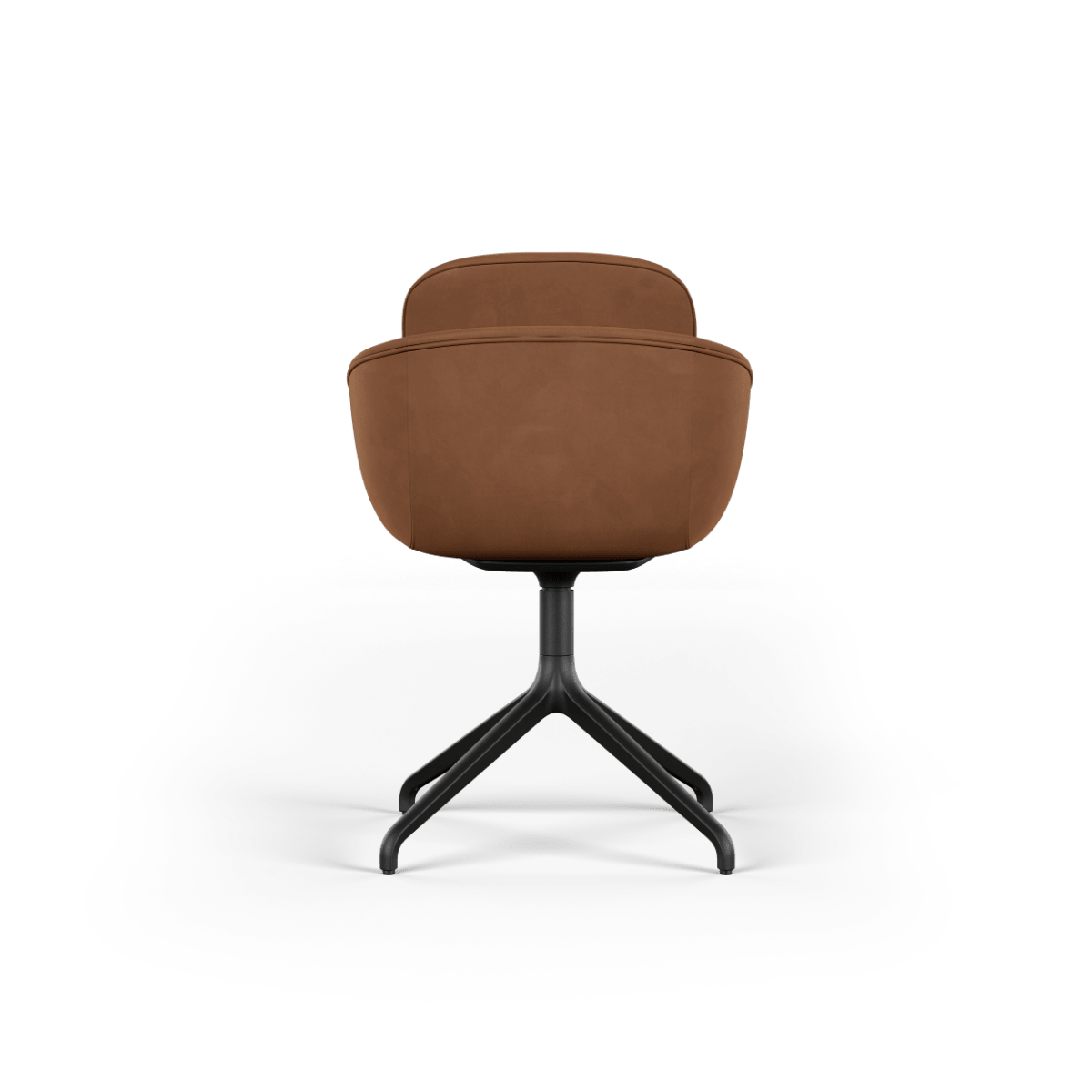 Schwarzer Chair no. One S2 Stuhl mit drehbarem Aluminiumfuß und Terra Safari Lederpolsterung. | Chair no. One S2 Black Swivel - Luna Walnut Mit Rückholfunktion | SACKit